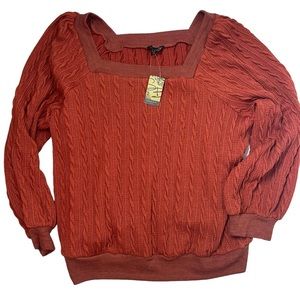 SUZANNE BETRO Cable Knit Sweater Balloon sleeves 2X